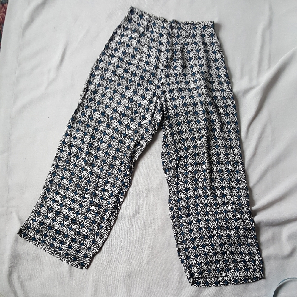 Wide leg patterned rayon pants